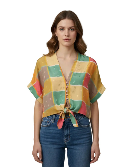 Guayabera Mila cuadros manito