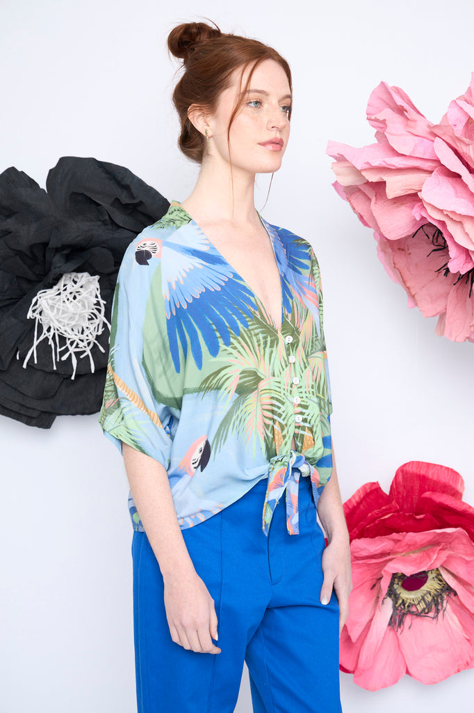 Guayabera Mila tropical papagallo