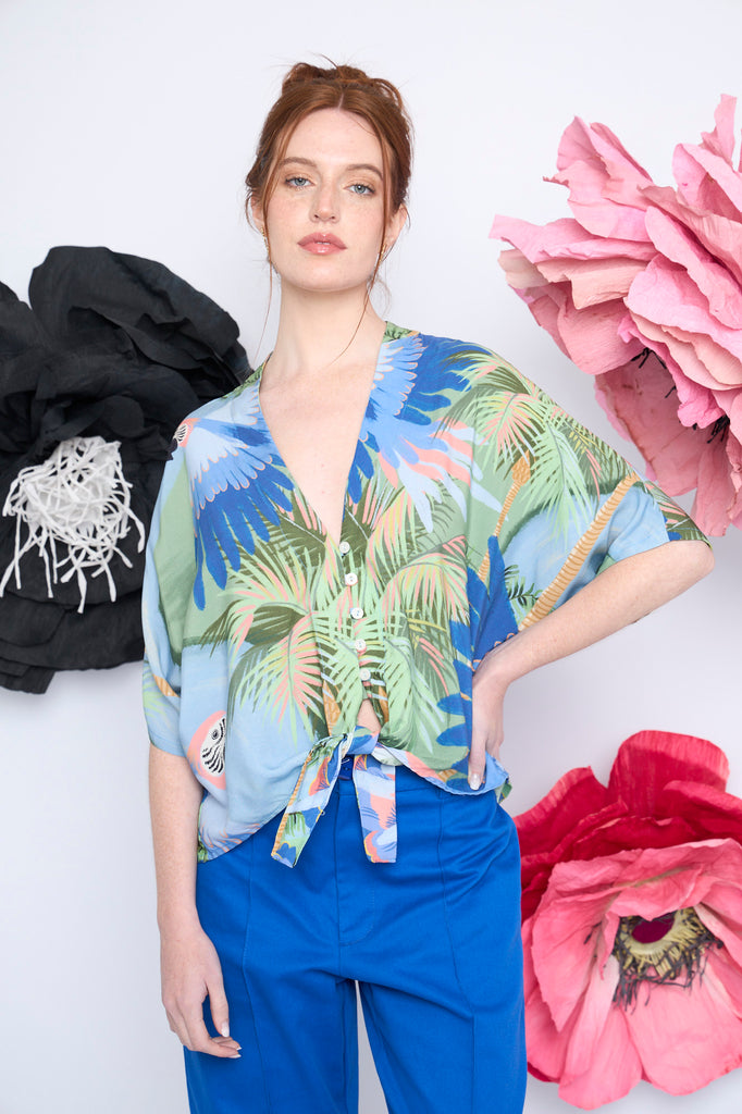 Guayabera Mila tropical papagallo