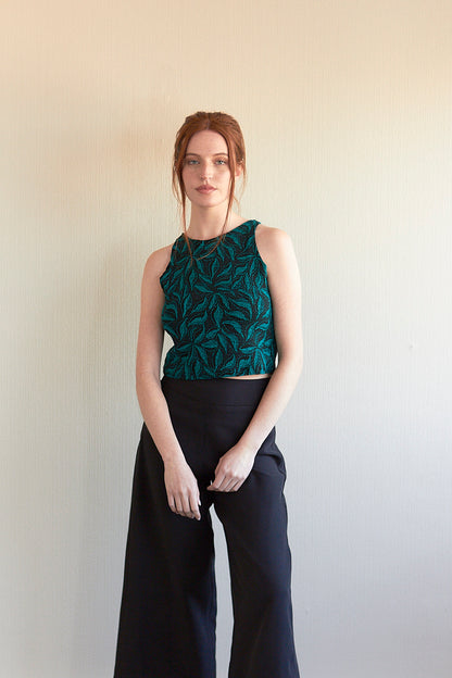 Crop top Amanda hojas brillo verde