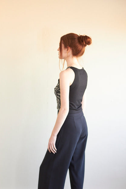 Crop top Amanda brillos hoja plateados