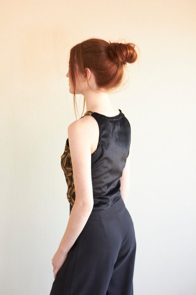 Crop Top Amanda hojas brillos dorados