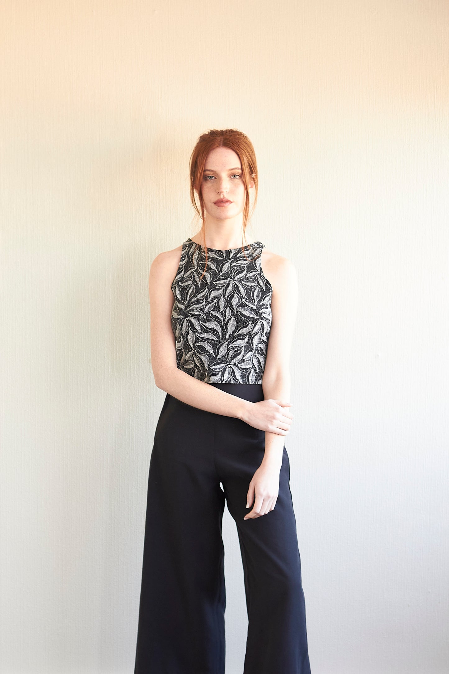 Crop top Amanda brillos hoja plateados