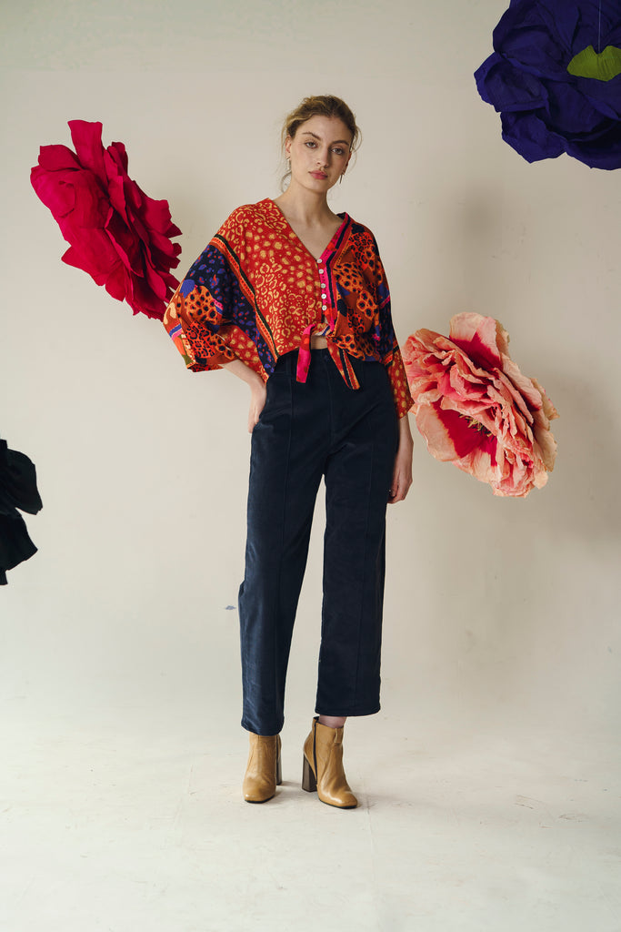 Guayabera Mila animal print coral