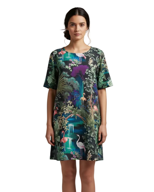 Vestido Juana lino flamencos
