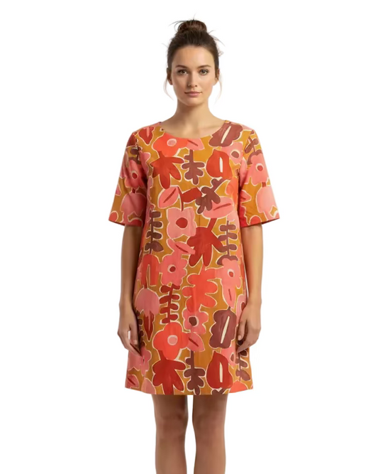 Vestido Juana lino flor