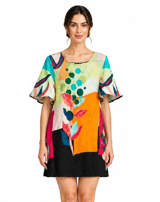 Vestido Pilar lino flores