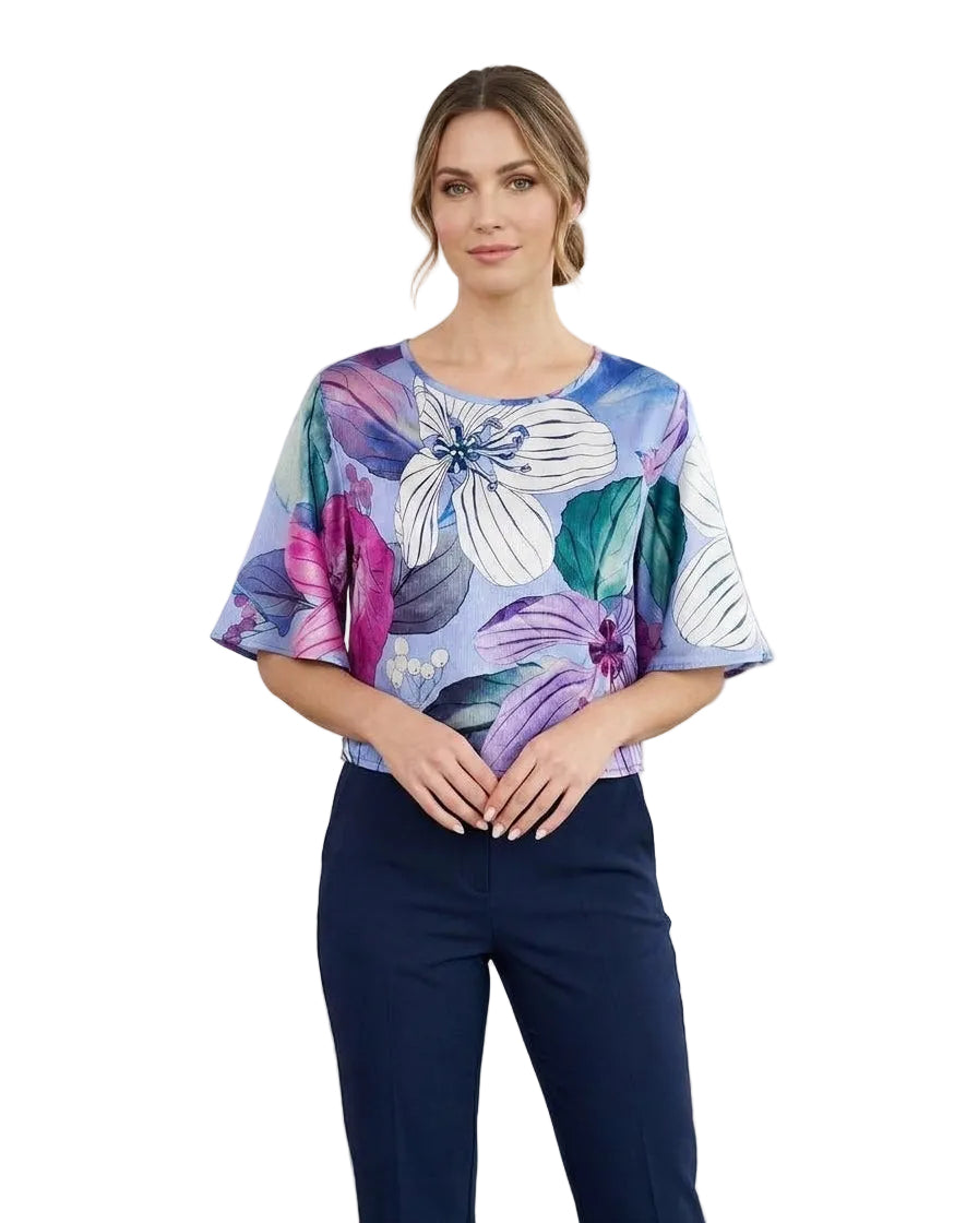 Blusa Pilar flores lilas