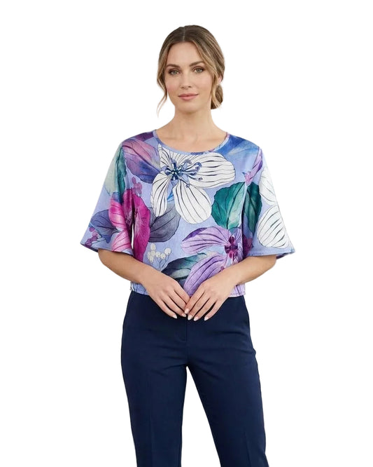 Blusa Pilar flores lilas