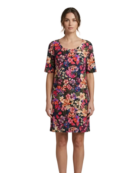 Vestido Juana flores malva