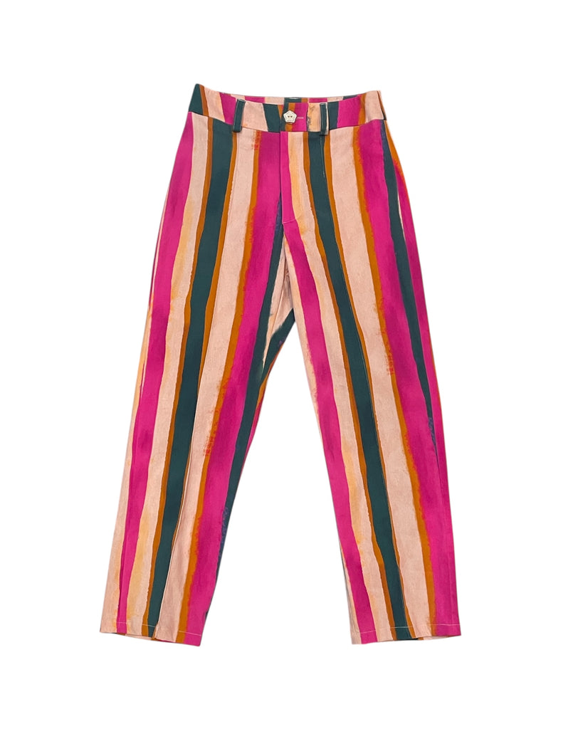 Pantalón Rita rayita fucsia-verde