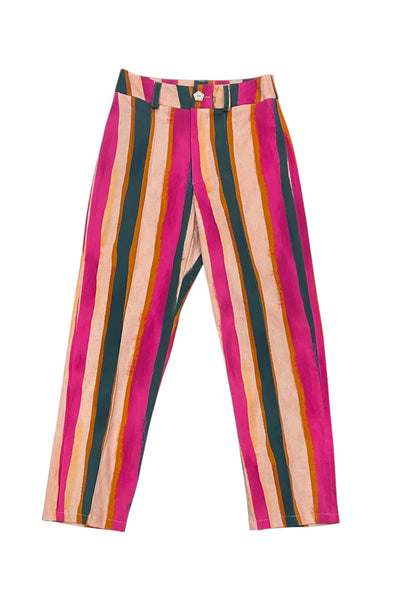 Pantalón Rita rayita fucsia-verde