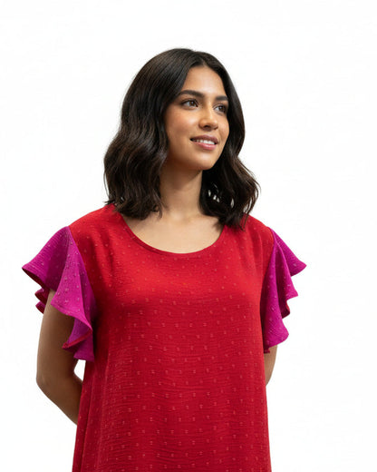 Vestido Alberta rojo-fucsia