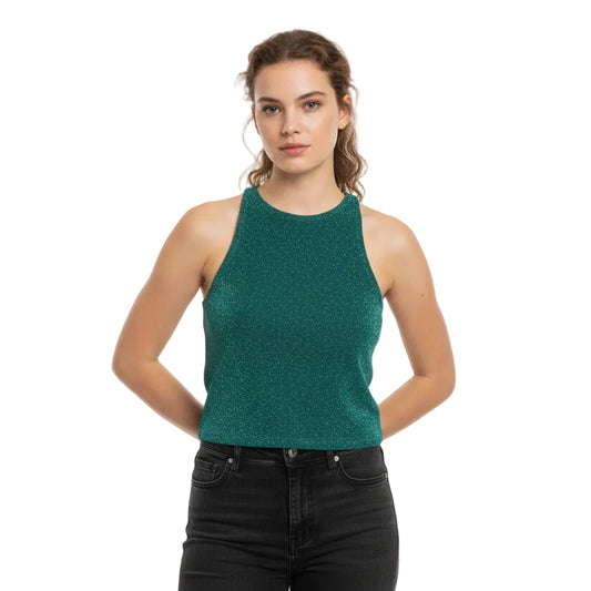 Crop top Amanda verde brillos