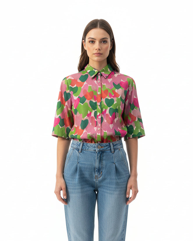 Guayabera Caba corazón rosa