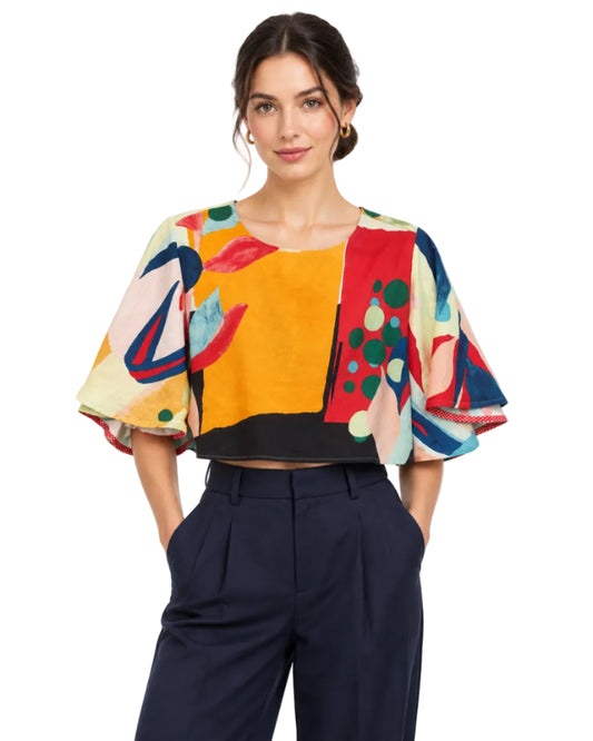 Blusa Pilar Flores de Lino