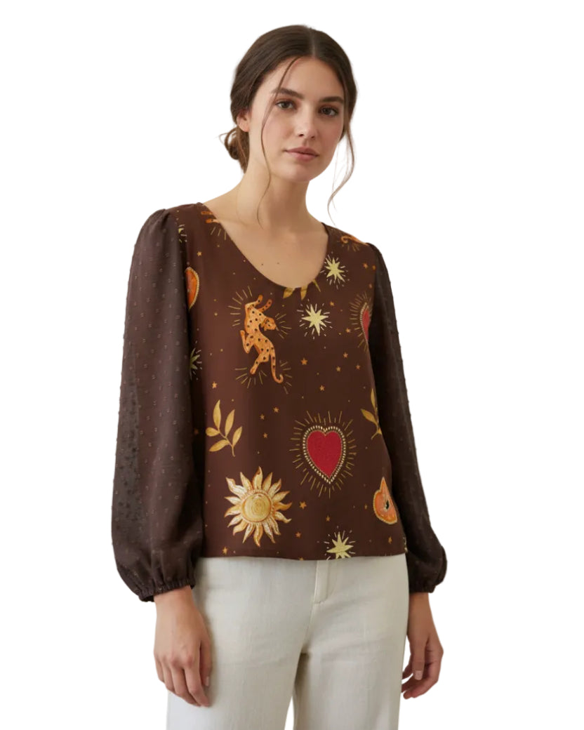 Blusa Mika Corazón Café