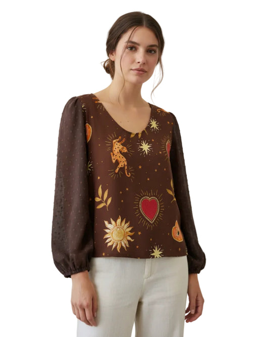 Blusa Mika Corazón Café