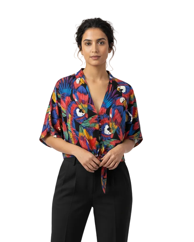 Guayabera Mila guacamayo