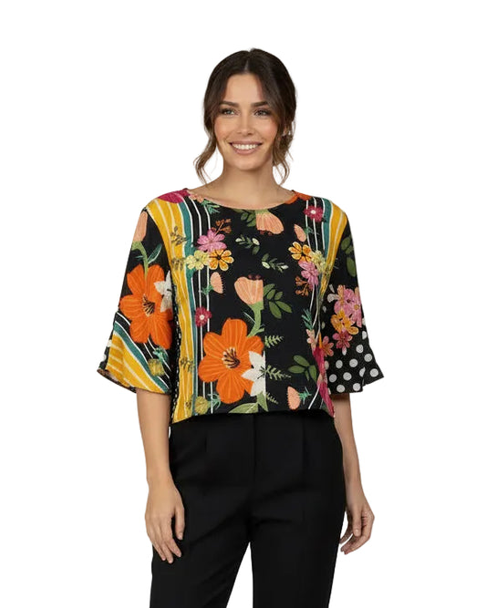 Blusa Pilar topos y rayitas