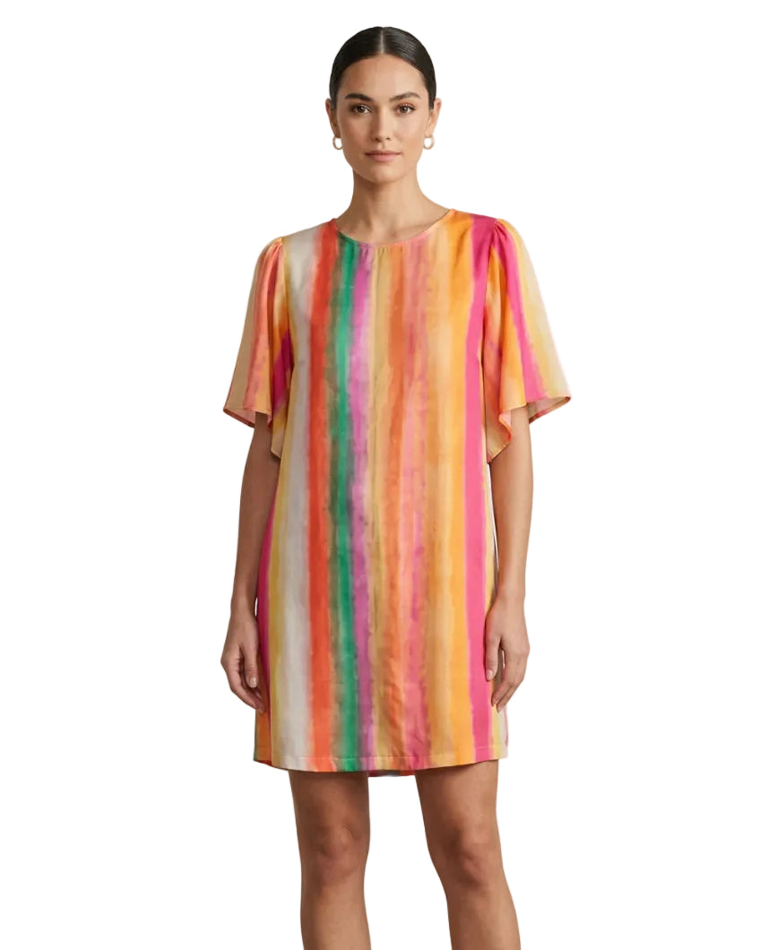 Vestido Diana rayitas coral