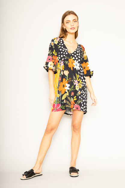 Vestido Gracia flores y puntos